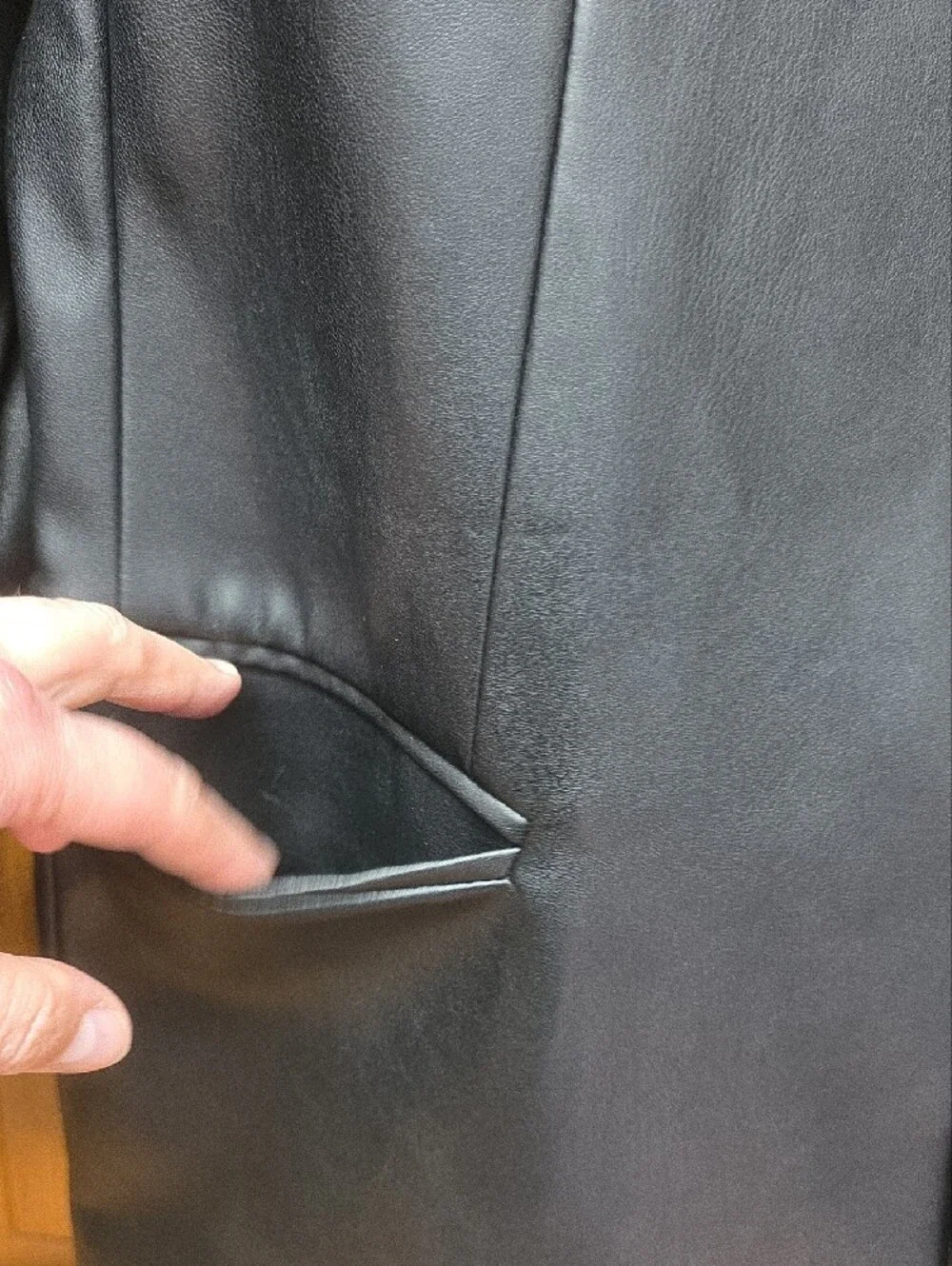 NEW J. Ferrar Faux Leather Slim Fit Blazer Coat Black Mens Size Large